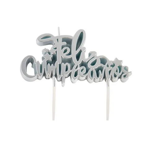 PAGINA WEB FOTOS (28) Velas de Feliz Cumpleaños Dorada Plateada - Imagen 1