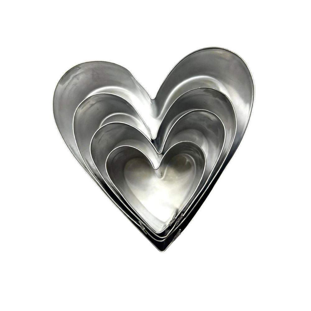 Set cortadores de acero x4 en forma de corazón Set de 4 cortadores de acero en forma de corazón para brownies - Imagen 1